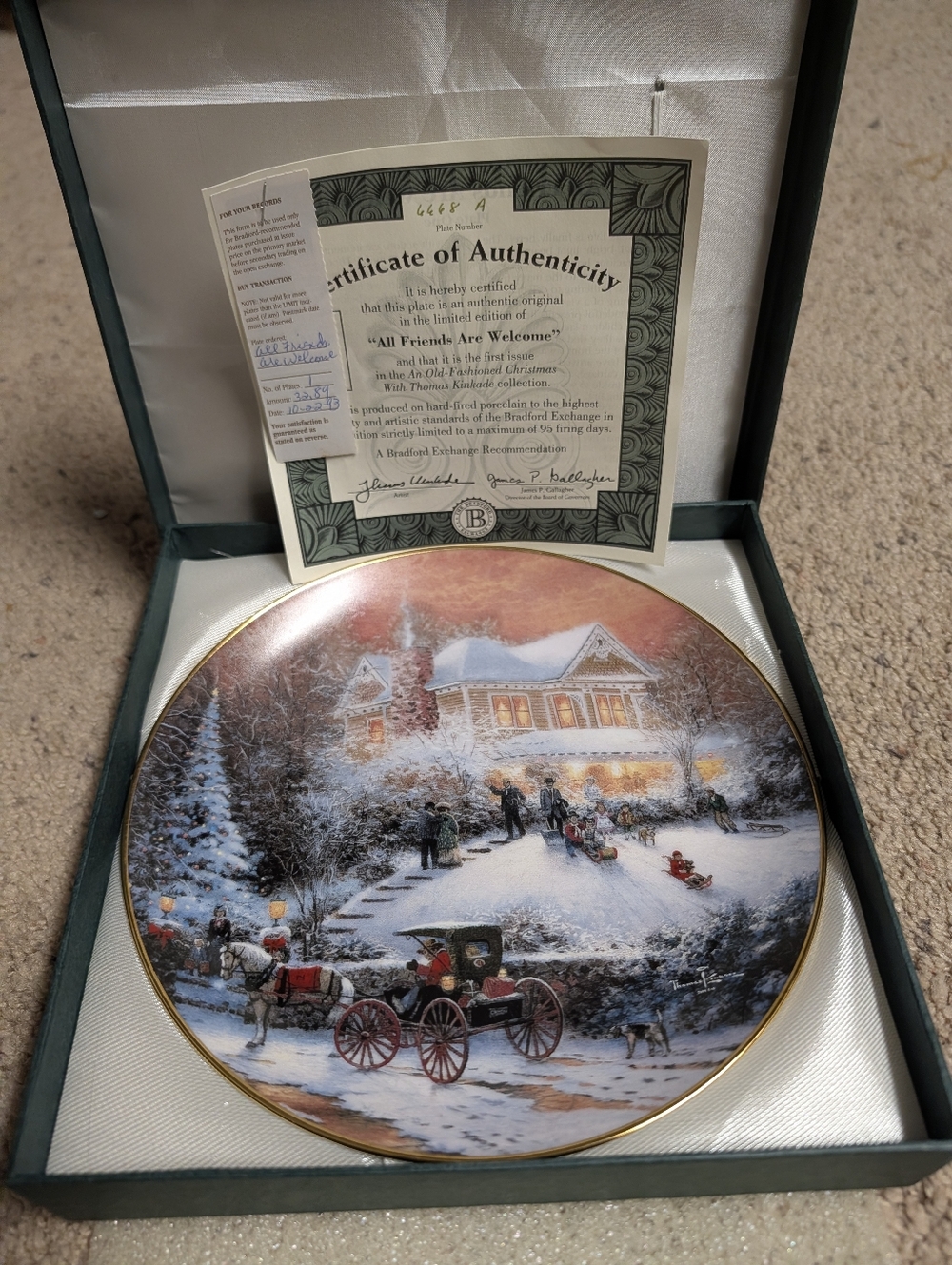 Thomas Kinkade Old Fashioned Christmas Authentic Collectors Plate With Box